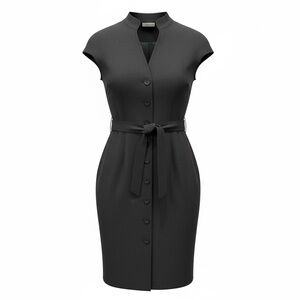 Calvin Klein Charcoal Button-Front Midi Dress